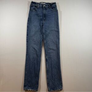 Abercrombie & Fitch 90s Straight Ultra High Rise Jeans Women 24 Blue Distressed